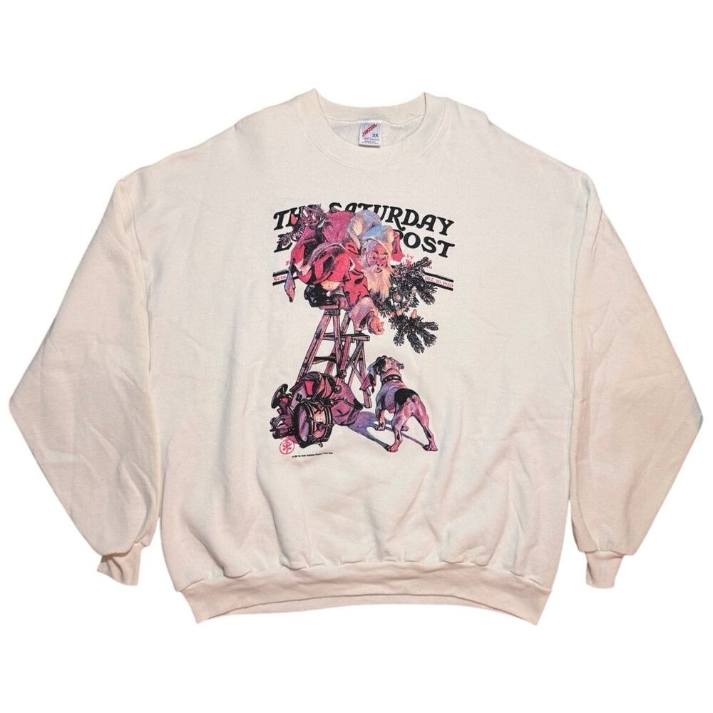 Vintage 1991 The Saturday Evening Post Santa Crewneck Sweatshirt Jerzees 3XL USA
